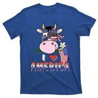 I Love America 4th Of July Usa Patriotic Cow Lover Gift T-Shirt