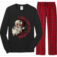 I Love A Man With A Beard Funny Retro Christmas Santa Claus Long Sleeve Pajama Set