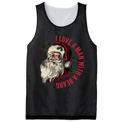 I Love A Man With A Beard Funny Retro Christmas Santa Claus Mesh Reversible Basketball Jersey Tank