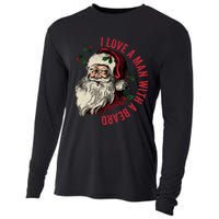 I Love A Man With A Beard Funny Retro Christmas Santa Claus Cooling Performance Long Sleeve Crew