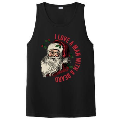 I Love A Man With A Beard Funny Retro Christmas Santa Claus PosiCharge Competitor Tank