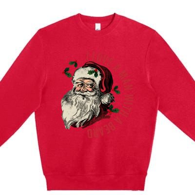 I Love A Man With A Beard Funny Retro Christmas Santa Claus Premium Crewneck Sweatshirt