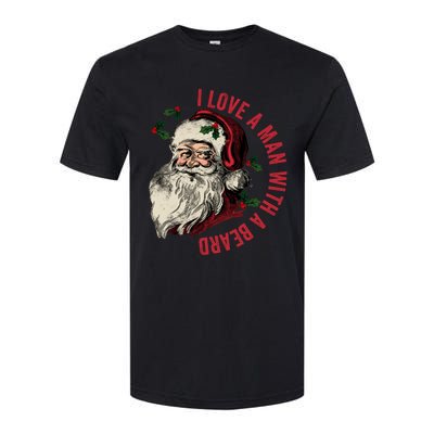 I Love A Man With A Beard Funny Retro Christmas Santa Claus Softstyle CVC T-Shirt