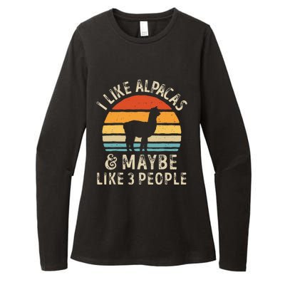 I Like Alpacas And Maybe Like 3 People Funny Alpaca Retro Womens CVC Long Sleeve Shirt