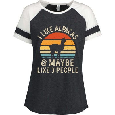 I Like Alpacas And Maybe Like 3 People Funny Alpaca Retro Enza Ladies Jersey Colorblock Tee