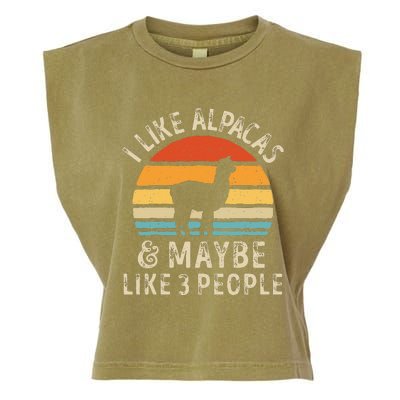 I Like Alpacas And Maybe Like 3 People Funny Alpaca Retro Garment-Dyed Women's Muscle Tee