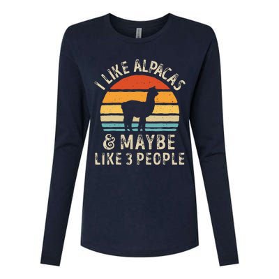 I Like Alpacas And Maybe Like 3 People Funny Alpaca Retro Womens Cotton Relaxed Long Sleeve T-Shirt