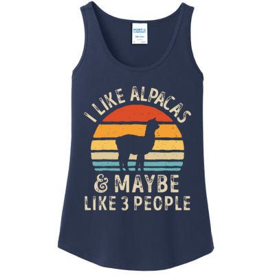 I Like Alpacas And Maybe Like 3 People Funny Alpaca Retro Ladies Essential Tank