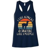 I Like Alpacas And Maybe Like 3 People Funny Alpaca Retro Women's Racerback Tank