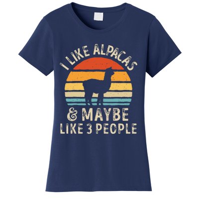 I Like Alpacas And Maybe Like 3 People Funny Alpaca Retro Women's T-Shirt