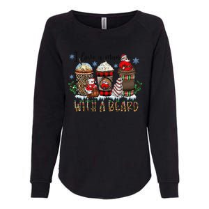 I Love A Man With A Beard Santa And Coffee Lattle Christmas Womens California Wash Sweatshirt