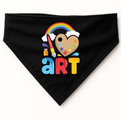 I Love Art Artist Painter Colorful Painting Gifts USA-Made Doggie Bandana
