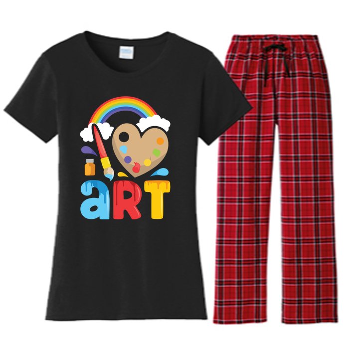 I Love Art Artist Painter Colorful Painting Gifts Women's Flannel Pajama Set