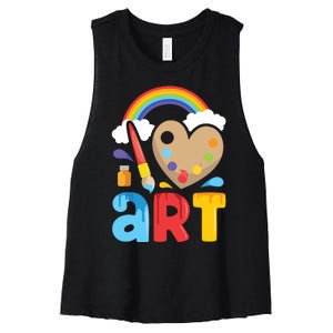 I Love Art Artist Painter Colorful Painting Gifts Women's Racerback Cropped Tank