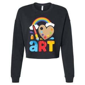 I Love Art Artist Painter Colorful Painting Gifts Cropped Pullover Crew