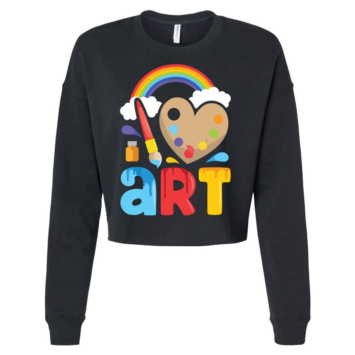 I Love Art Artist Painter Colorful Painting Gifts Cropped Pullover Crew