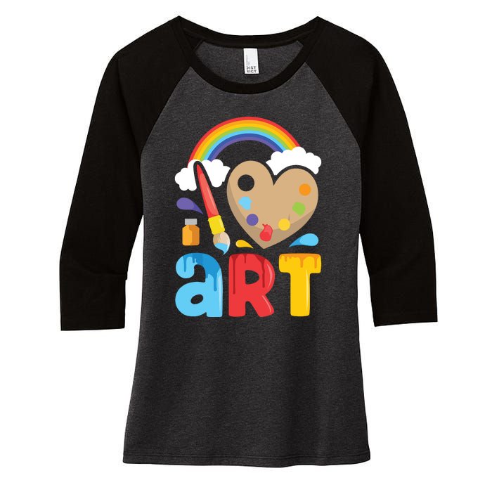 I Love Art Artist Painter Colorful Painting Gifts Women's Tri-Blend 3/4-Sleeve Raglan Shirt