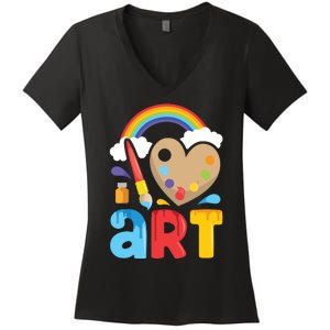 I Love Art Artist Painter Colorful Painting Gifts Women's V-Neck T-Shirt