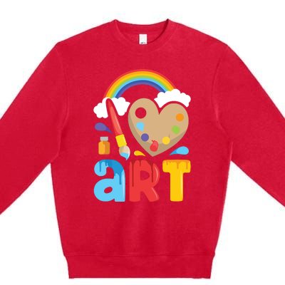 I Love Art Artist Painter Colorful Painting Gifts Premium Crewneck Sweatshirt