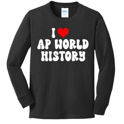 I Love AP World History Kids Long Sleeve Shirt