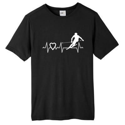 I Love Alpine Skiing Heartbeat Alpine Skier Downhill Ski Gift Tall Fusion ChromaSoft Performance T-Shirt