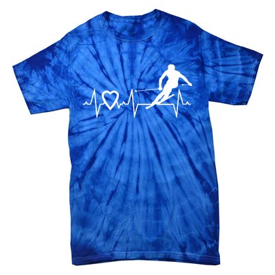 I Love Alpine Skiing Heartbeat Alpine Skier Downhill Ski Gift Tie-Dye T-Shirt