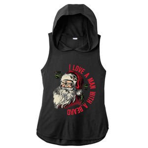 I Love A Man With A Beard Santa Claus Christmas Xmas Ladies PosiCharge Tri-Blend Wicking Draft Hoodie Tank