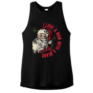 I Love A Man With A Beard Santa Claus Christmas Xmas Ladies PosiCharge Tri-Blend Wicking Tank