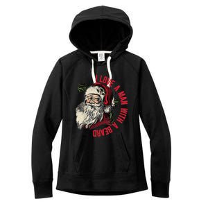 I Love A Man With A Beard Santa Claus Christmas Xmas Women's Fleece Hoodie