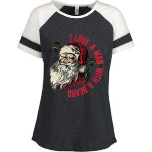 I Love A Man With A Beard Santa Claus Christmas Xmas Enza Ladies Jersey Colorblock Tee