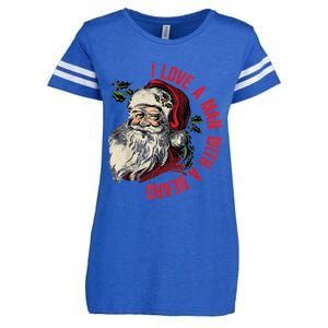 I Love A Man With A Beard Santa Claus Christmas Xmas Enza Ladies Jersey Football T-Shirt