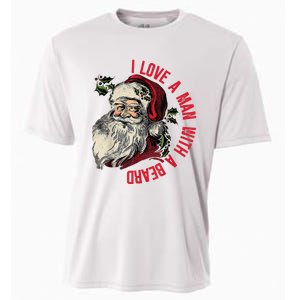 I Love A Man With A Beard Santa Claus Christmas Xmas Cooling Performance Crew T-Shirt