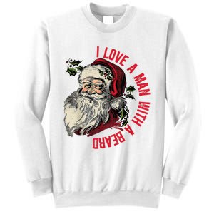 I Love A Man With A Beard Santa Claus Christmas Xmas Sweatshirt