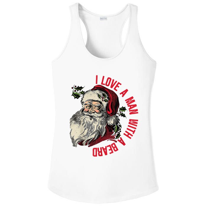 I Love A Man With A Beard Santa Claus Christmas Xmas Ladies PosiCharge Competitor Racerback Tank