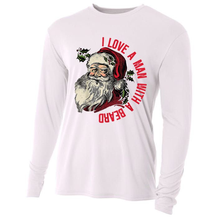 I Love A Man With A Beard Santa Claus Christmas Xmas Cooling Performance Long Sleeve Crew