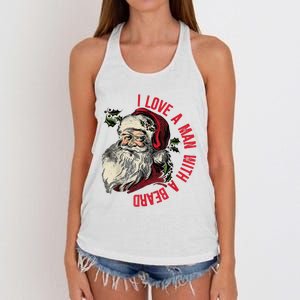 I Love A Man With A Beard Santa Claus Christmas Xmas Women's Knotted Racerback Tank