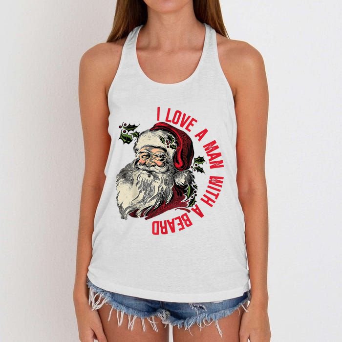 I Love A Man With A Beard Santa Claus Christmas Xmas Women's Knotted Racerback Tank