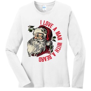 I Love A Man With A Beard Santa Claus Christmas Xmas Ladies Long Sleeve Shirt