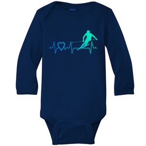 I Love Alpine Skiing Heartbeat Alpine Skier Downhill Ski Gift Baby Long Sleeve Bodysuit