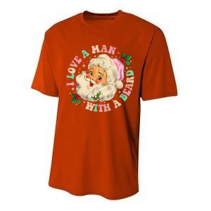 I Love A With A Beard Retro Christmas Santa Lovers Meaningful Gift Performance Sprint T-Shirt