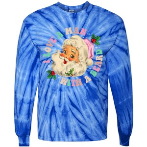 I Love A With A Beard Retro Christmas Santa Lovers Meaningful Gift Tie-Dye Long Sleeve Shirt