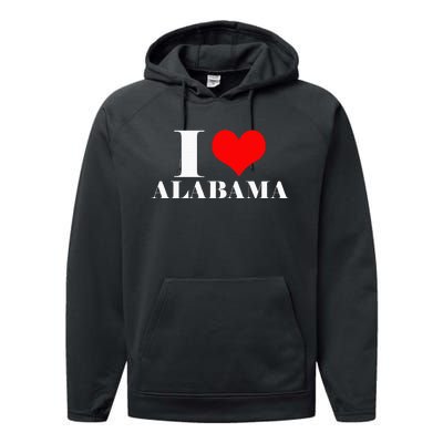 I Love Alabama Usa Performance Fleece Hoodie