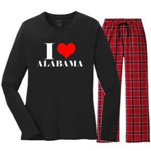 I Love Alabama Usa Women's Long Sleeve Flannel Pajama Set 