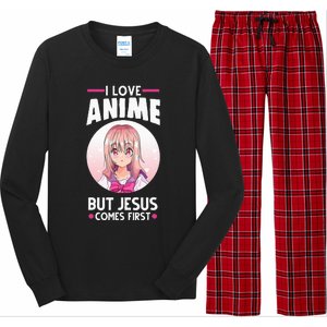 I Love Anime But Jesus Comes First Anime Long Sleeve Pajama Set