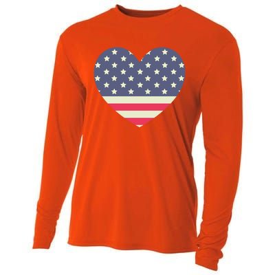 I Love America I Love Usa Heart Cute Gift Cooling Performance Long Sleeve Crew