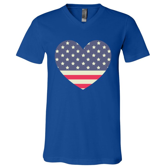 I Love America I Love Usa Heart Cute Gift V-Neck T-Shirt