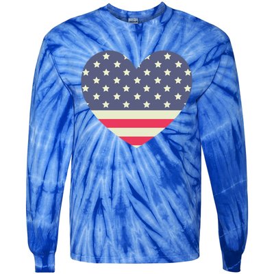 I Love America I Love Usa Heart Cute Gift Tie-Dye Long Sleeve Shirt