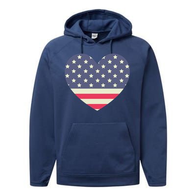 I Love America I Love Usa Heart Cute Gift Performance Fleece Hoodie