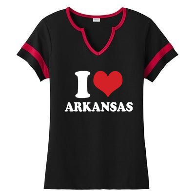 I Love Arkansas Ar American Usa Ladies Halftime Notch Neck Tee