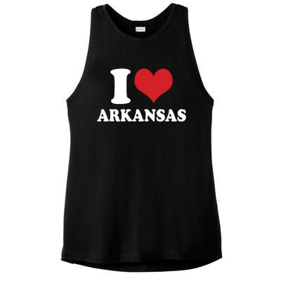 I Love Arkansas Ar American Usa Ladies PosiCharge Tri-Blend Wicking Tank